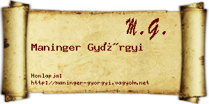 Maninger Györgyi névjegykártya